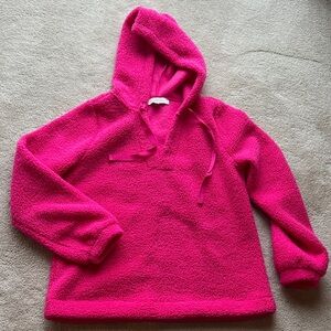 LOFT NWOT Vibrant Pink Fleece Hoodie
